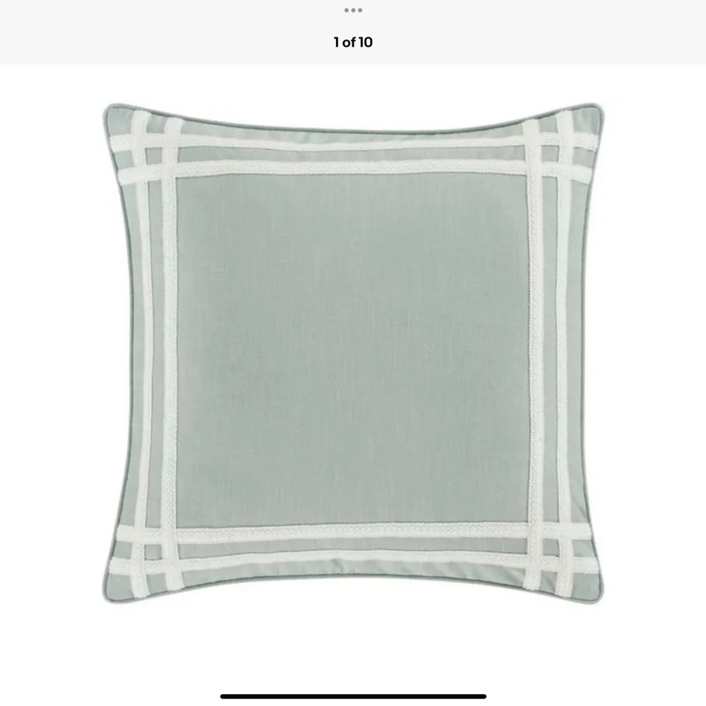 J Queen New York Patricia 
One Euro Pillow Sham 
Spa Green & White 26"X26" 
New